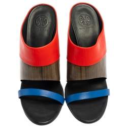 مملوكة مسبقًا Tory Burch Multicolor Leather Open Toe Slide Sandals Size 37