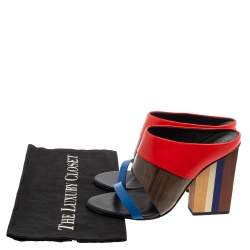 مملوكة مسبقًا Tory Burch Multicolor Leather Open Toe Slide Sandals Size 37