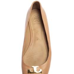 مملوكة مسبقًا Tory Burch Beige Leather Reva Ballet Flats Size 36.5