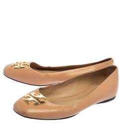 مملوكة مسبقًا Tory Burch Beige Leather Reva Ballet Flats Size 36.5