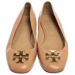 مملوكة مسبقًا Tory Burch Beige Leather Reva Ballet Flats Size 36.5
