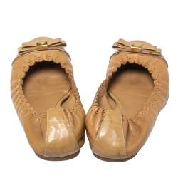 Pre Owned حذاء فلات باليه تورى برش رومى جلد بيج  مقاس 38