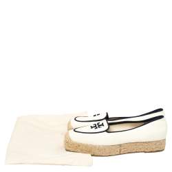 مملوكة مسبقًا حذاء إسباديل فلات تورى برش نعل سميك ويلز كانفاس أبيض مقاس 35.5