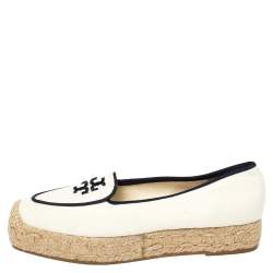 مملوكة مسبقًا حذاء إسباديل فلات تورى برش نعل سميك ويلز كانفاس أبيض مقاس 35.5