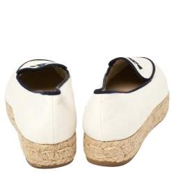 مملوكة مسبقًا حذاء إسباديل فلات تورى برش نعل سميك ويلز كانفاس أبيض مقاس 35.5