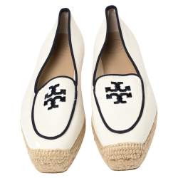 مملوكة مسبقًا حذاء إسباديل فلات تورى برش نعل سميك ويلز كانفاس أبيض مقاس 35.5