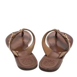 Pre Owned Tory Burch Beige Leather Thong Flats Size 39