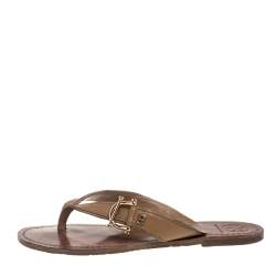 Pre Owned Tory Burch Beige Leather Thong Flats Size 39