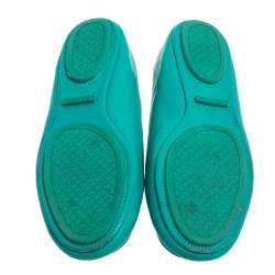 Pre Owned حذاء باليرينا فلات توري برش جلد أخضر مقاس 38