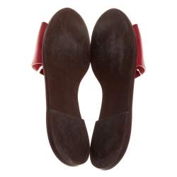 Pre Owned Tory Burch Red Leather Ines Slide Sandals Size 36.5