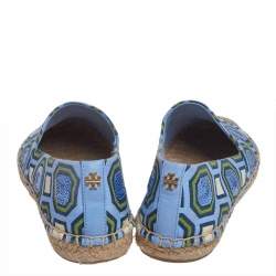 مملوكة مسبقًا Tory Burch Blue/Green Canvas Espadrille Flats Size 37