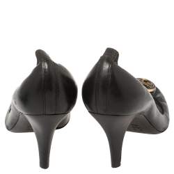 Pre Owned Tory Burch Black Leather Caroline Reva Scrunch Pumps Size 39