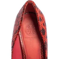 Tory Burch Red Snakeskin Peep Toe Pumps Size 36