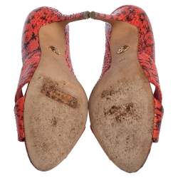 Tory Burch Red Snakeskin Peep Toe Pumps Size 36