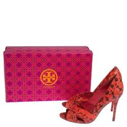 Tory Burch Red Snakeskin Peep Toe Pumps Size 36