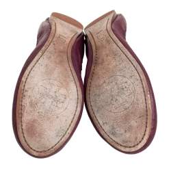 Pre Owned Tory Burch Purple Leather Scrunch Ballet Flats Size 40