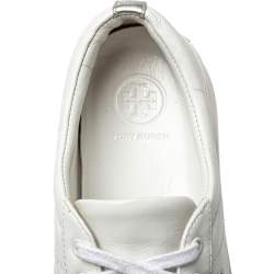 Pre Owned Tory Burch White Leather Chace Low Top Sneakers Size 36