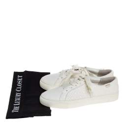Pre Owned Tory Burch White Marion Quilted Leather Low Top Sneakers Size 38