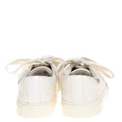 Pre Owned Tory Burch White Marion Quilted Leather Low Top Sneakers Size 38