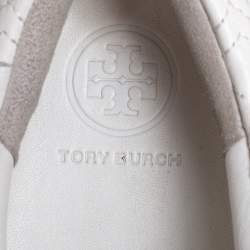 Pre Owned Tory Burch White Marion Quilted Leather Low Top Sneakers Size 38