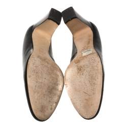 Pre Owned حذاء كعب عالي توري برش راليغ كعب سميك جلد لامع أسود مقاس 40