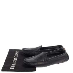 Pre Owned Tory Burch Dark Blue Leather Slip On Loafers Size 37.5