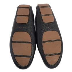 Pre Owned Tory Burch Dark Blue Leather Slip On Loafers Size 37.5