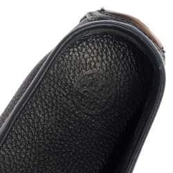 Pre Owned Tory Burch Dark Blue Leather Slip On Loafers Size 37.5