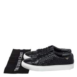 Pre Owned Tory Burch Black Quilted Leather Low Top Sneakers Size 38.5