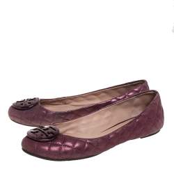 مملوكة مسبقًا حذاء فلات باليه توري بورش ريفا قماش وردي ميتاليك مقاس 41