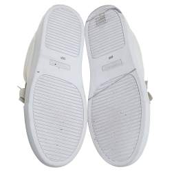 Pre Owned Tory Burch White Leather Blossom Floral Applique Slip On Sneakers Size 38