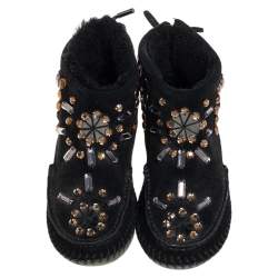Tory Burch Black Suede Embellished Booties Size 36