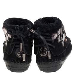 Tory Burch Black Suede Embellished Booties Size 36