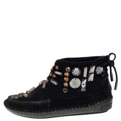 Tory Burch Black Suede Embellished Booties Size 36