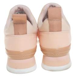 Tory Burch Beige Neoprene And Mesh Storm Cloud Crystal Embellished  Slip On Sneakers Size 40.5