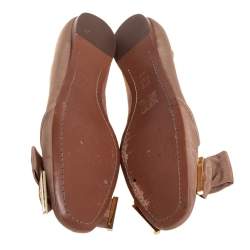 Tory Burch Metallic Beige Fabric Bow Ballet Flats Size 40