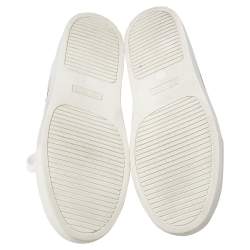 Pre Owned Tory Burch White/Gold Leather And Sequin Carter Sneakers Size 38.5
