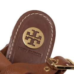 Pre Owned Tory Burch Brown Leather Jodie Platform Sandals Size 40