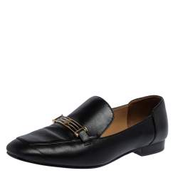 Pre Owned Tory Burch Black Leather Amelia Loafers Size 39