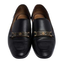 Pre Owned Tory Burch Black Leather Amelia Loafers Size 39