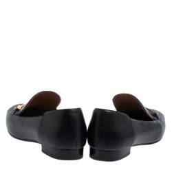 Pre Owned Tory Burch Black Leather Amelia Loafers Size 39