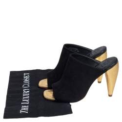 Pre Owned Tory Burch Black Suede Open Toe Mule Sandals Size 36