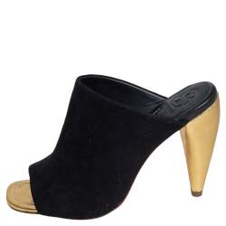 Pre Owned Tory Burch Black Suede Open Toe Mule Sandals Size 36