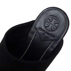 Pre Owned Tory Burch Black Suede Open Toe Mule Sandals Size 36