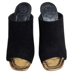 Pre Owned Tory Burch Black Suede Open Toe Mule Sandals Size 36