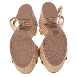 مملوكة مسبقًا صندل إسبادريل توري برش جلد قصات ليزر روزيل نعل سميك مقاس 38