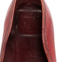 Pre Owned Tory Burch Red Leather Elina Ballet Flats Size 38.5