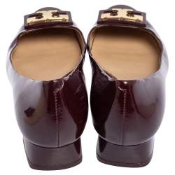 Pre Owned Tory Burch Brown Patent Leather Block Heel Pumps Size 38