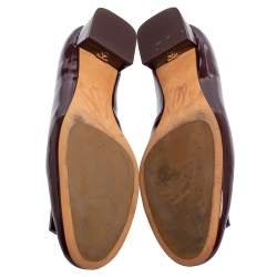 Pre Owned Tory Burch Brown Patent Leather Block Heel Pumps Size 38