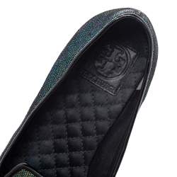 Tory Burch Multicolor Iridescent Leather Beetle Embroidered Smoking Slippers Size 38.5